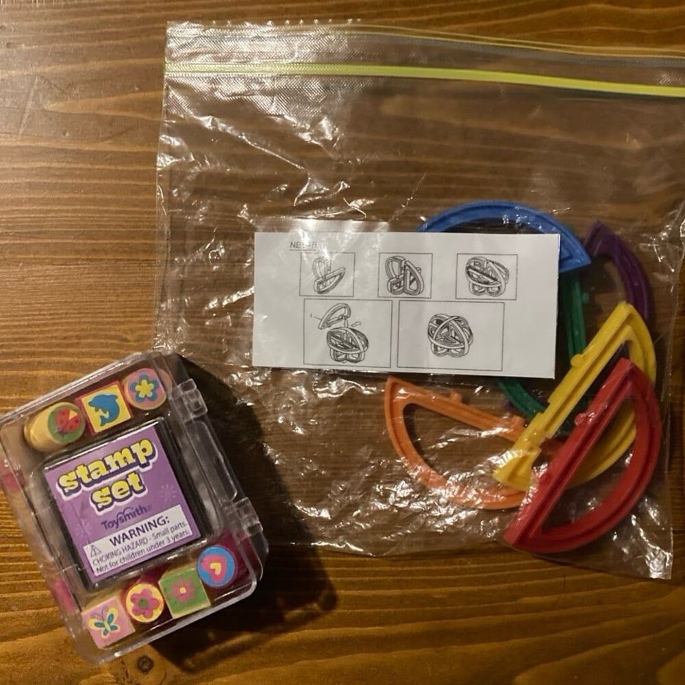 Kids Activity Set: Toysmith Mini Stamp Set + 3D Rainbow Globe Puzzle Girls Toy